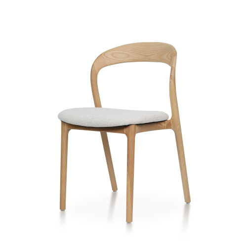 Chaise Julia en Bois de frêne Massif et Tissu chiné beige