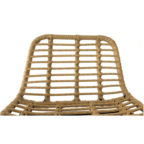 Lot de 2 tabouret de bar style nature aspect rotin en résine tressée et pieds en métal noir - Hauteur 72cm