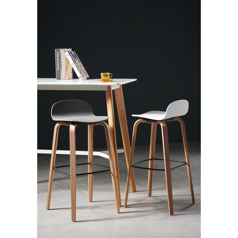 Lot de 2 tabourets de bar noirs style scandinave avec pieds en métal - Hauteur 66cm