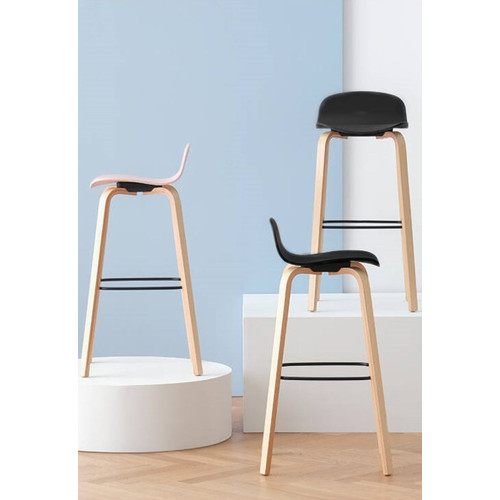 Lot de 2 tabourets de bar noirs style scandinave avec pieds en métal - Hauteur 66cm