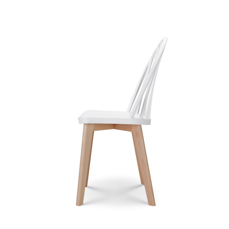 Lot de 4 chaises de salle à manger EMY blanches avec pieds en bois