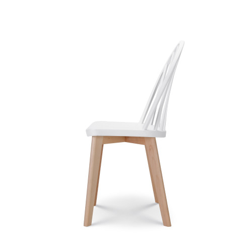 Lot de 4 chaises de salle à manger EMY blanches avec pieds en bois