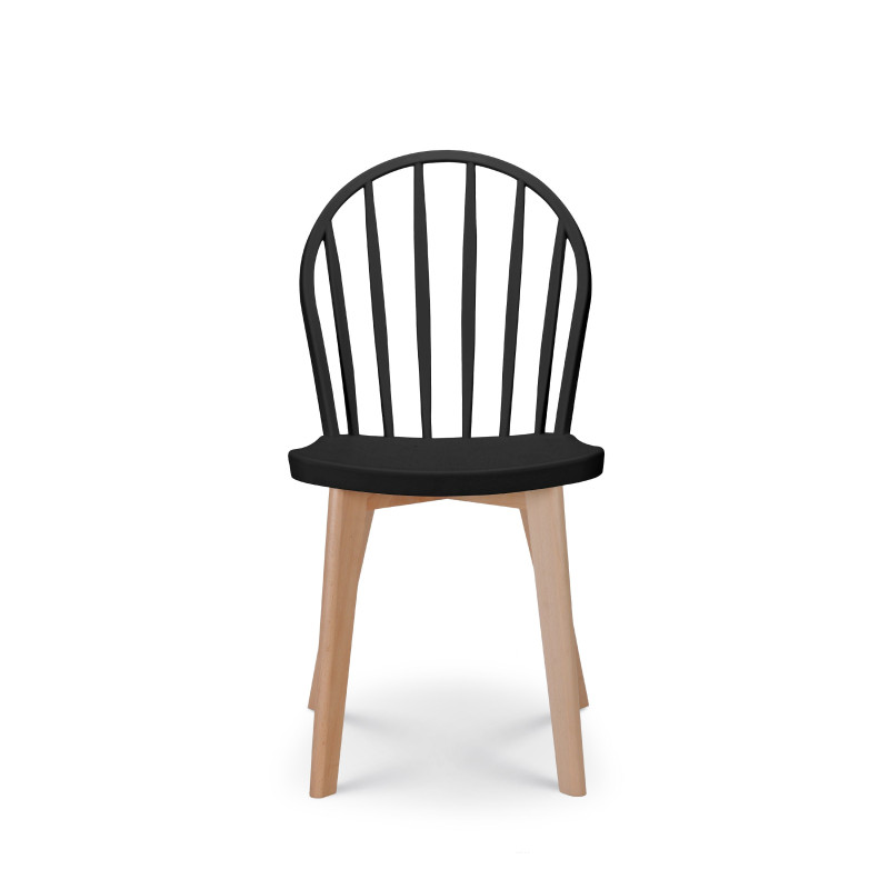 Lot de 4 chaises de salle à manger EMY noire avec pieds en bois
