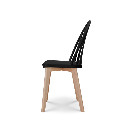 Lot de 4 chaises de salle à manger EMY noire avec pieds en bois