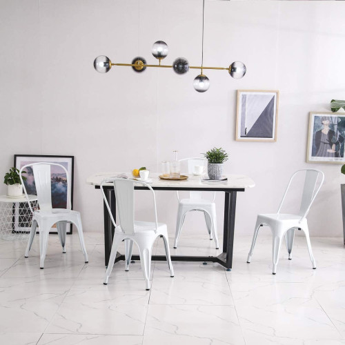 Lot de 4 chaises en métal blanc brillant - Style Industriel
