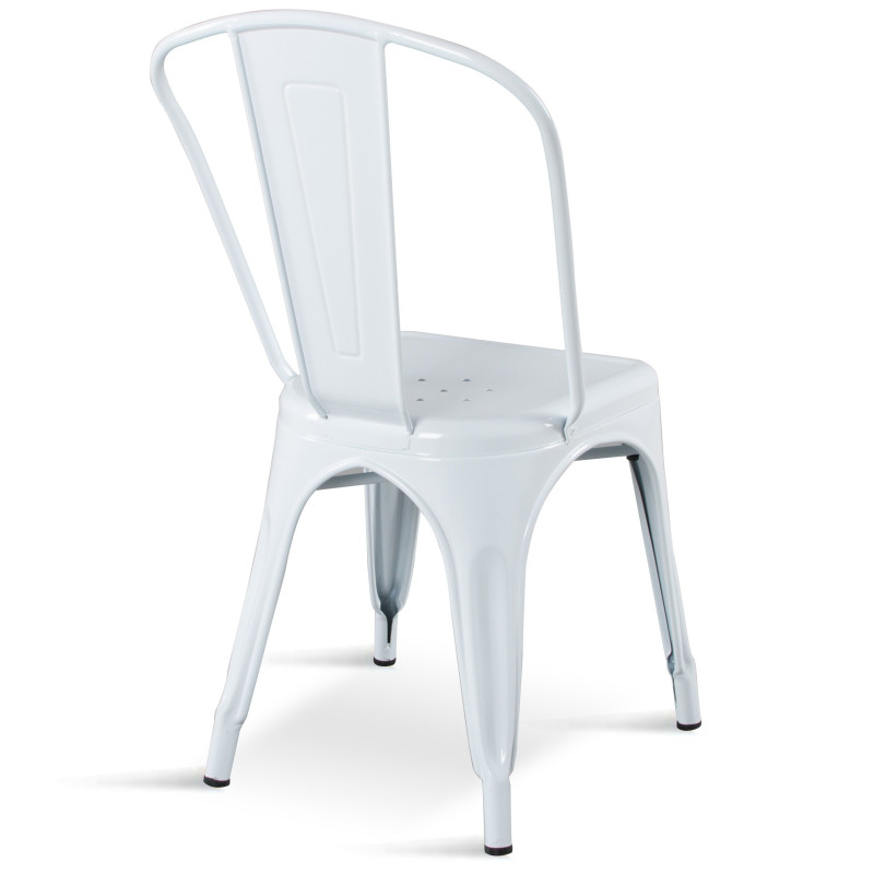 Lot de 4 chaises en métal blanc brillant - Style Industriel
