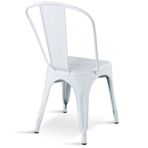 Lot de 4 chaises en métal blanc brillant - Style Industriel