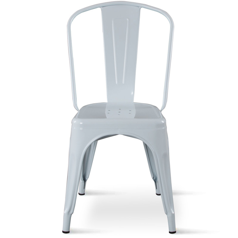 Lot de 4 chaises en métal blanc brillant - Style Industriel