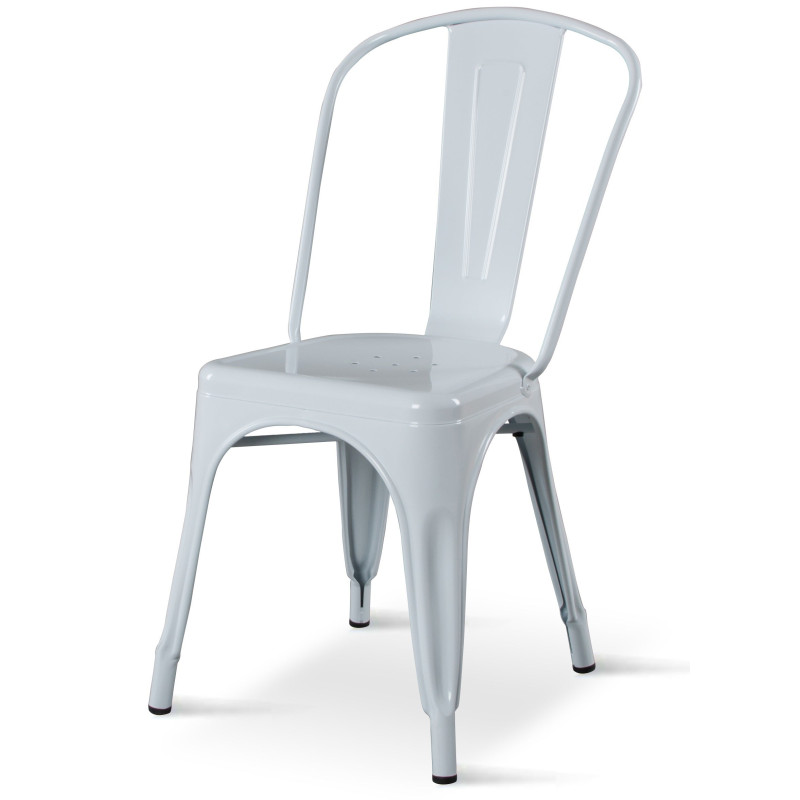 Lot de 4 chaises en métal blanc brillant - Style Industriel