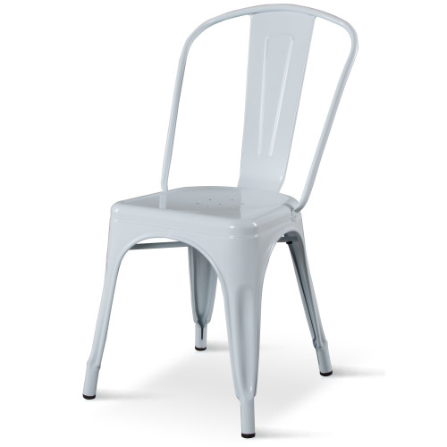 Lot de 4 chaises en métal blanc brillant - Style Industriel