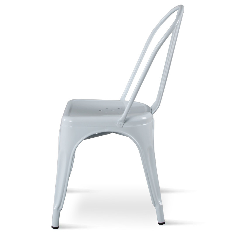 Lot de 4 chaises en métal blanc brillant - Style Industriel