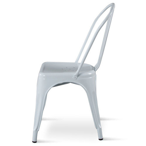 Lot de 4 chaises en métal blanc brillant - Style Industriel