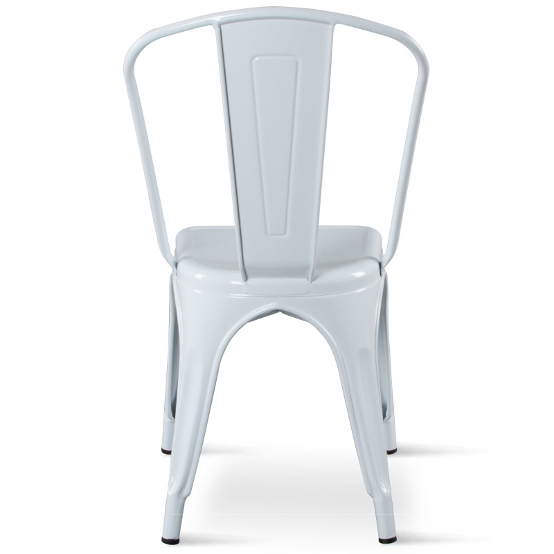 Lot de 4 chaises en métal blanc brillant - Style Industriel