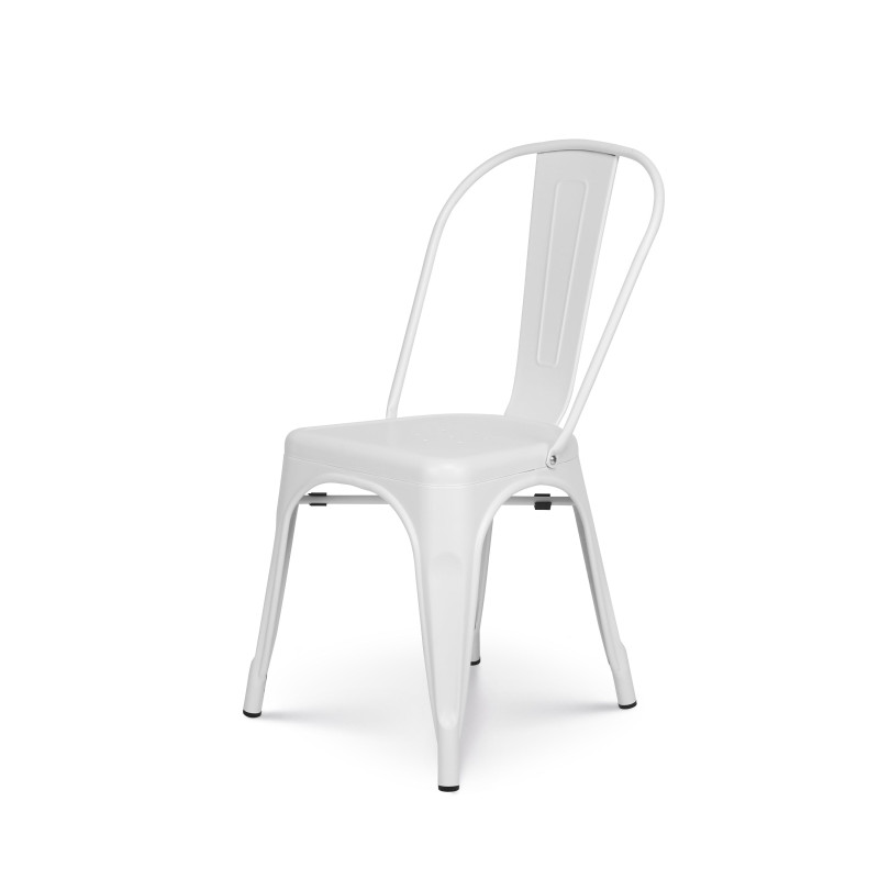 Lot de 4 chaises en métal blanc mat - Style Industriel