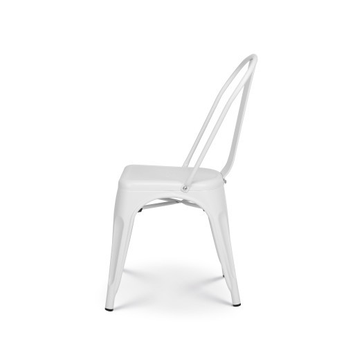 Lot de 4 chaises en métal blanc mat - Style Industriel