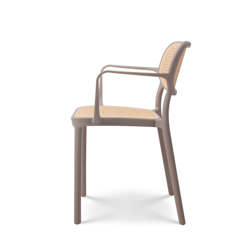 Chaise de salle à manger Beige style vintage avec accoudoirs