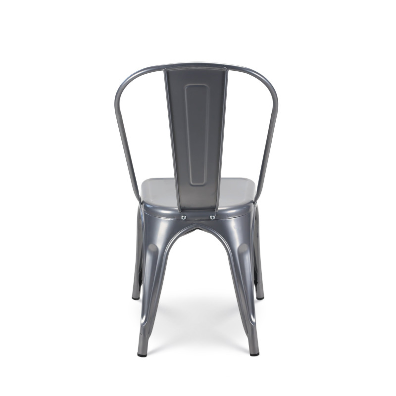 Lot de 4 chaises en métal gris brillant - Style industriel