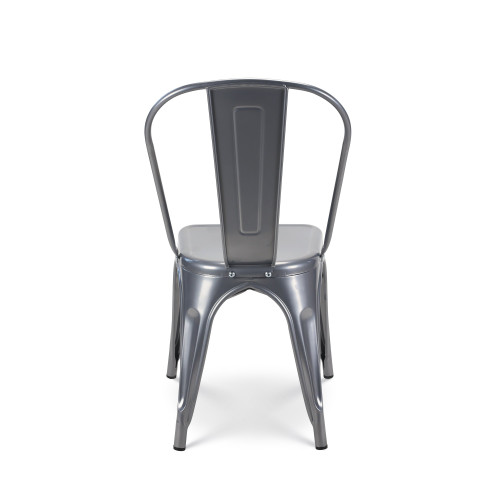 Lot de 4 chaises en métal gris brillant - Style industriel