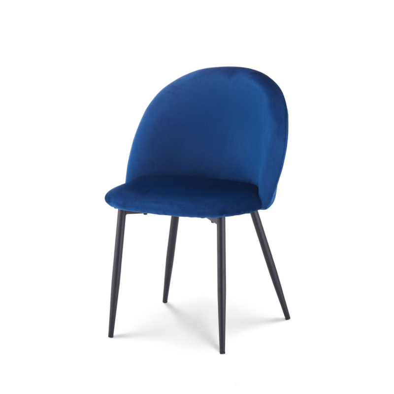 Lot de 4 chaises ISALYS en tissu velours bleu foncé
