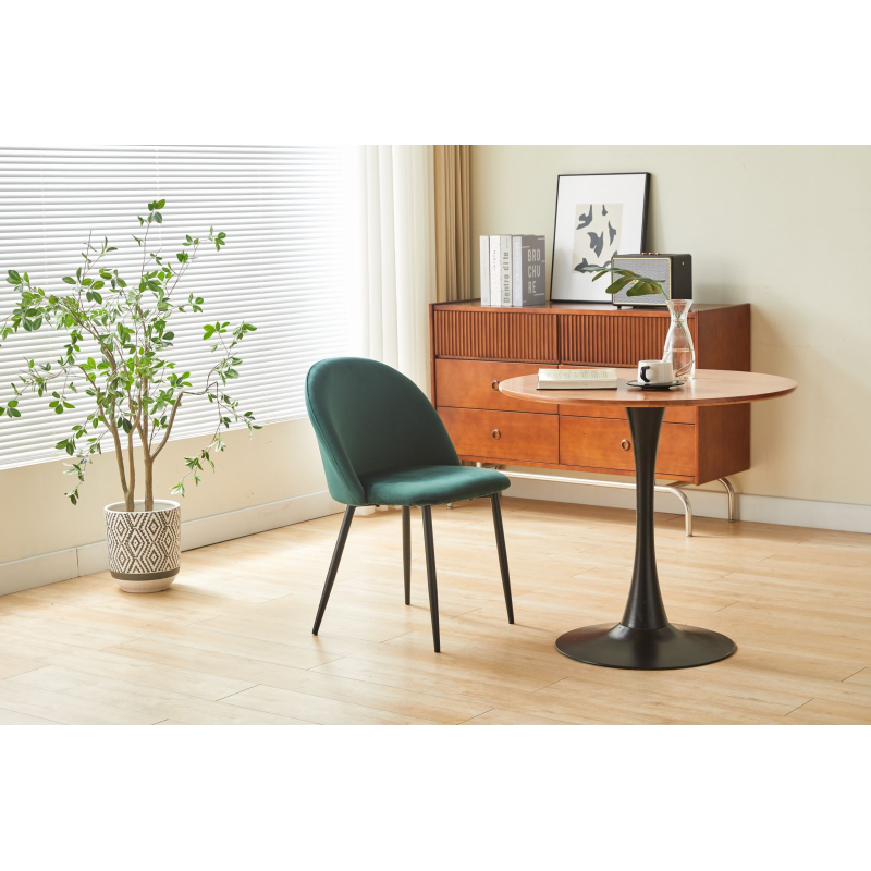 Lot de 4 chaises ISALYS en tissu velours vert foncé