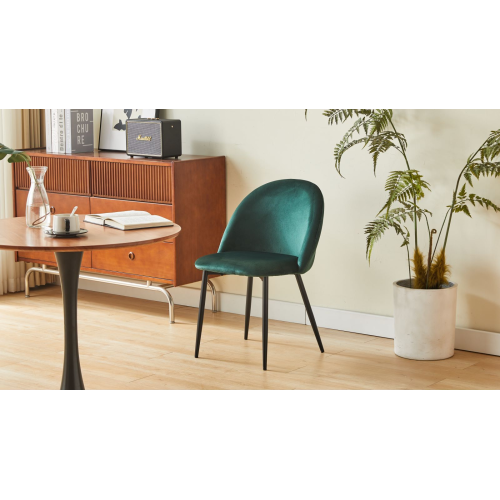 Lot de 4 chaises ISALYS en tissu velours vert foncé