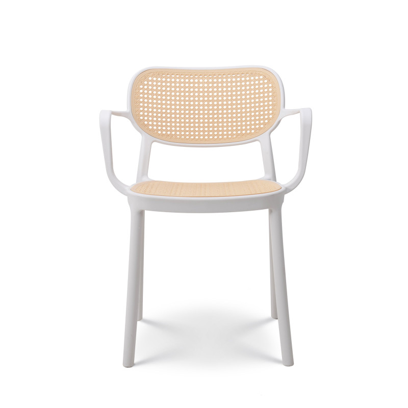 Chaise de salle à manger blanche style vintage avec accoudoirs