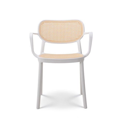 Chaise de salle à manger blanche style vintage avec accoudoirs