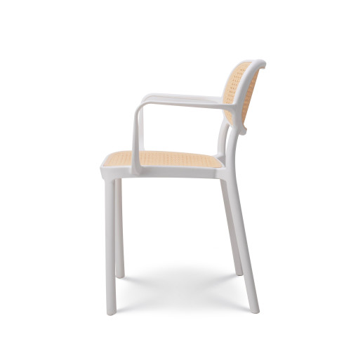 Chaise de salle à manger blanche style vintage avec accoudoirs