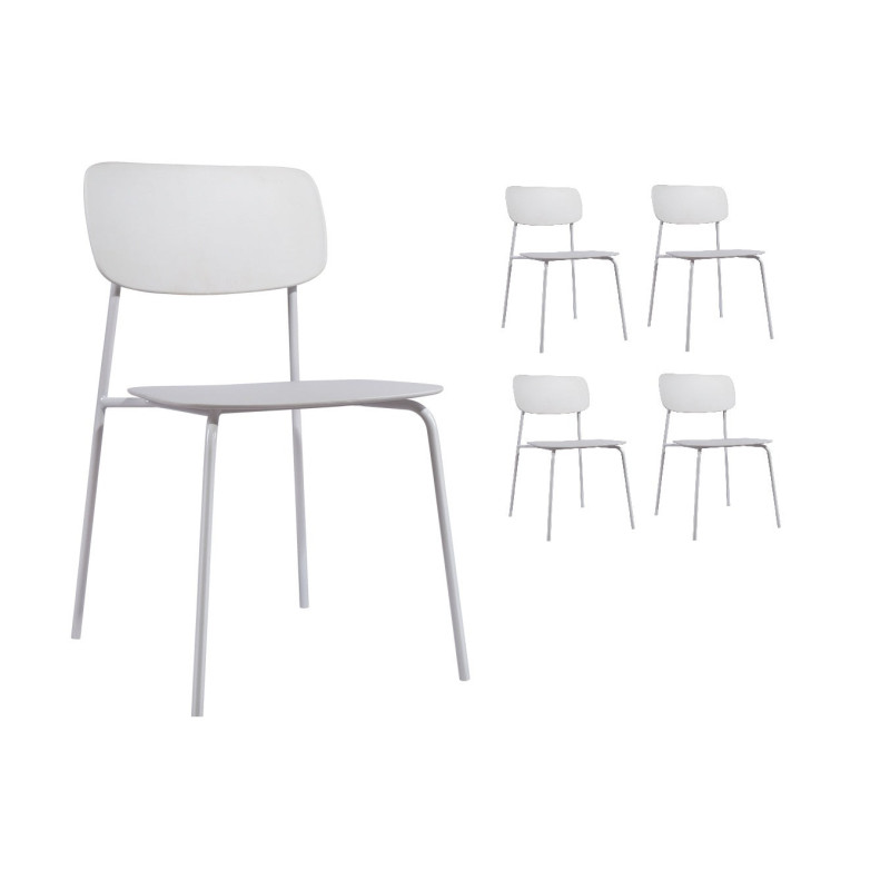 Lot de 4 chaises scandinaves au design minimaliste coloris blanc