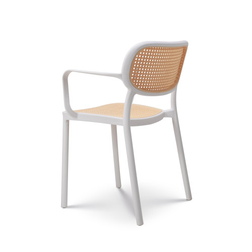 Chaise de salle à manger blanche style vintage avec accoudoirs