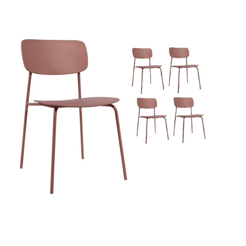 Lot de 4 chaises scandinaves au design minimaliste coloris rose poudré