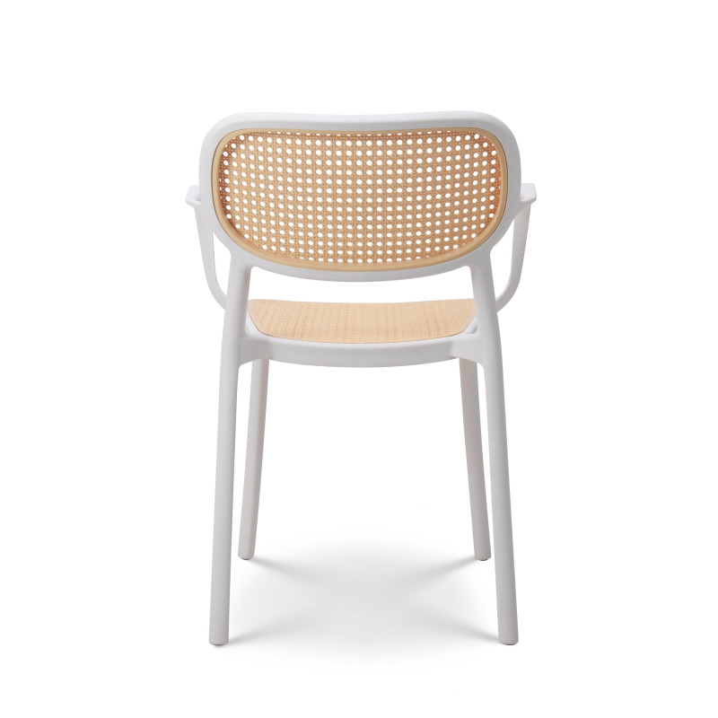 Chaise de salle à manger blanche style vintage avec accoudoirs