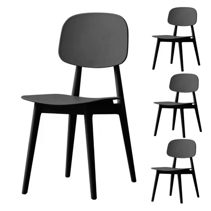 Lot de 4 chaises scandinaves noires modernes et confortable