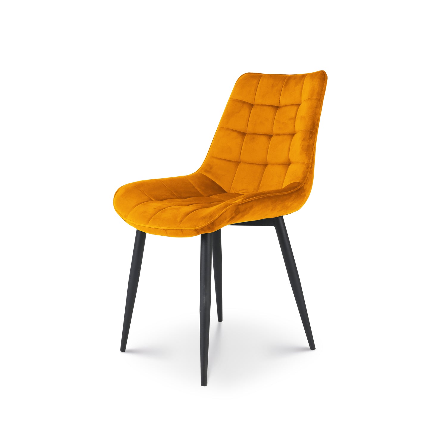 Chaise Moderne en Tissu Velours Couleur Moutarde avec Pieds en Métal