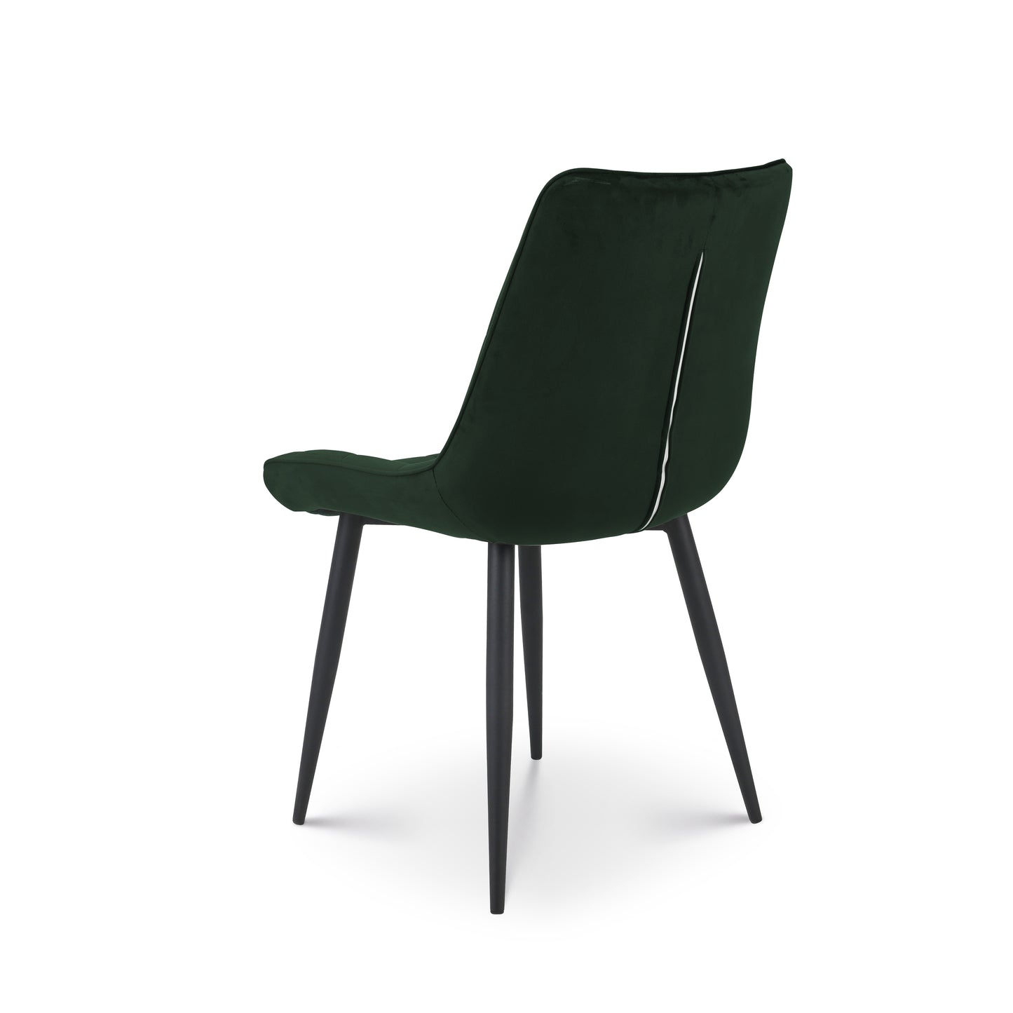 Chaise Moderne en Tissu Velours Vert Foncé avec Pieds en Métal