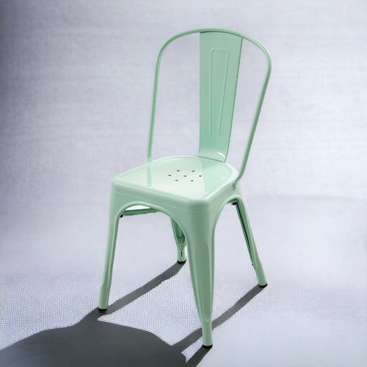 Chaise en métal vert menthe style Industriel - Finition brillant