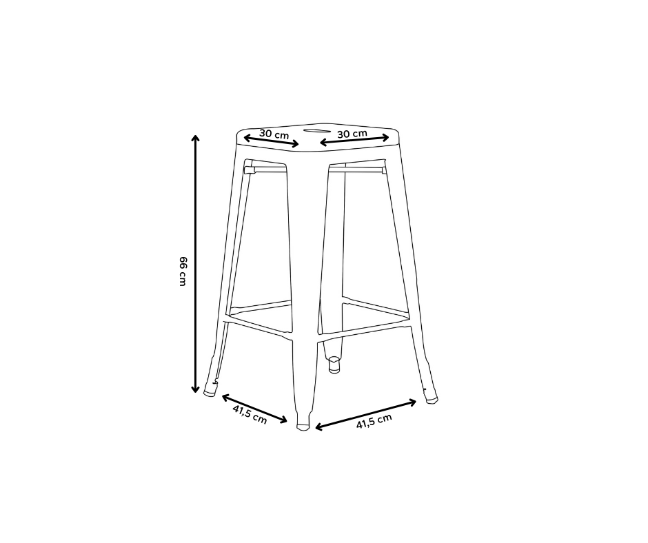 Tabouret de bar style industriel rouge brillant - Hauteur 66 cm