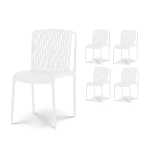 Lot de 4 chaises de Jardin ou Terrasse Blanches en Résine Polypropylène