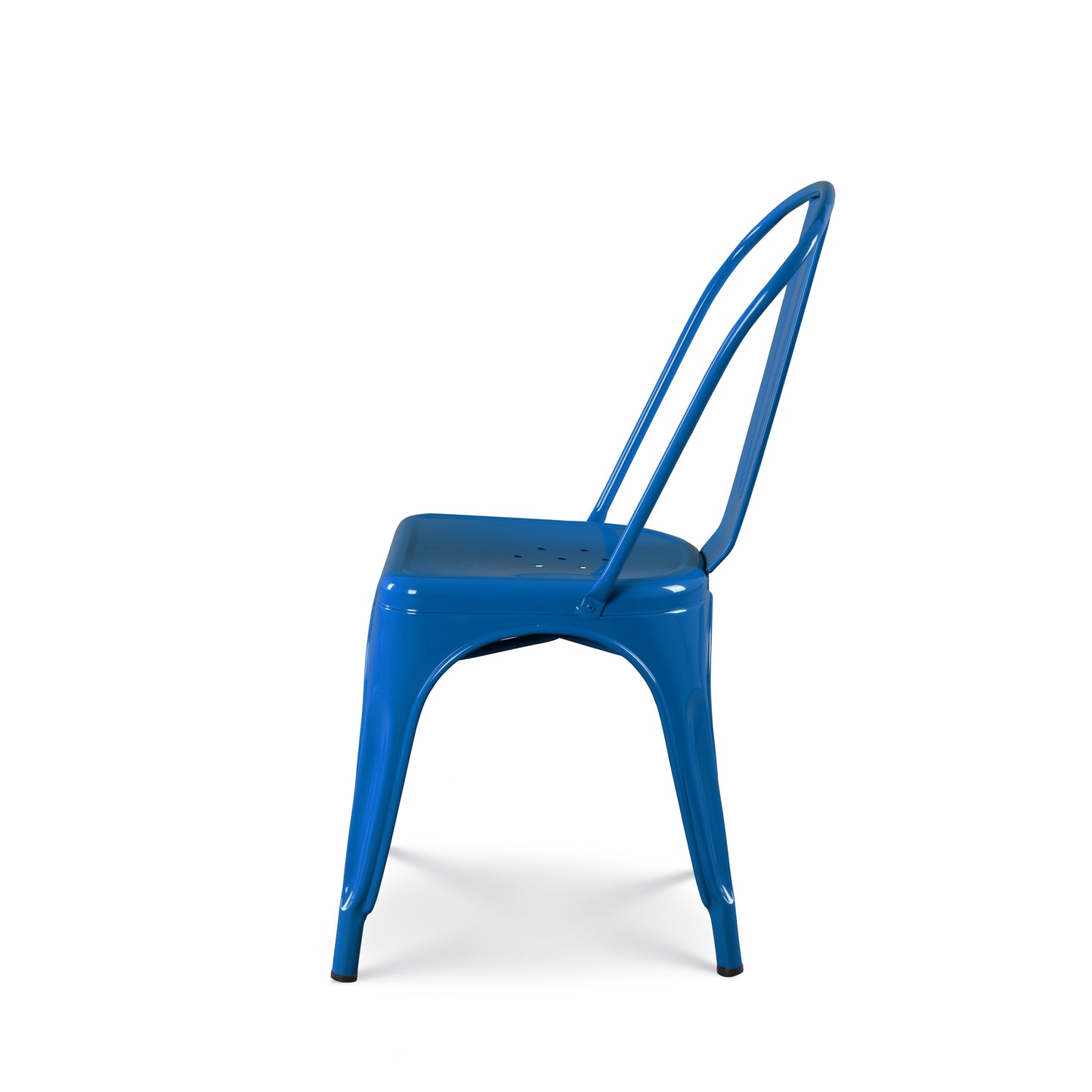 Chaise en métal bleu style industriel - Finition brillant