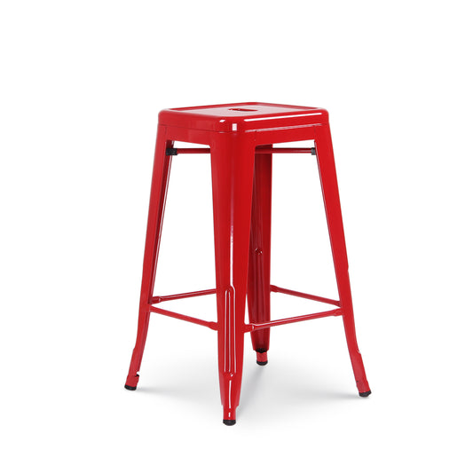Tabouret de bar style industriel rouge brillant - Hauteur 66 cm