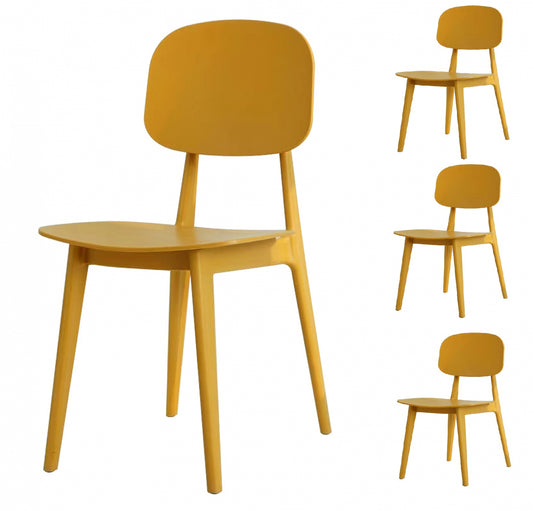 Lot de 4 chaises scandinaves jaunes modernes et confortables