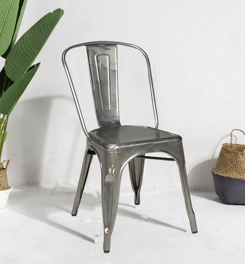 Chaise en métal brut aspect galvanisé - Style industriel