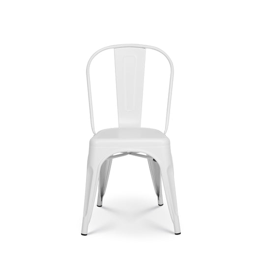 Chaise en métal blanc mat style industriel - Finition mat