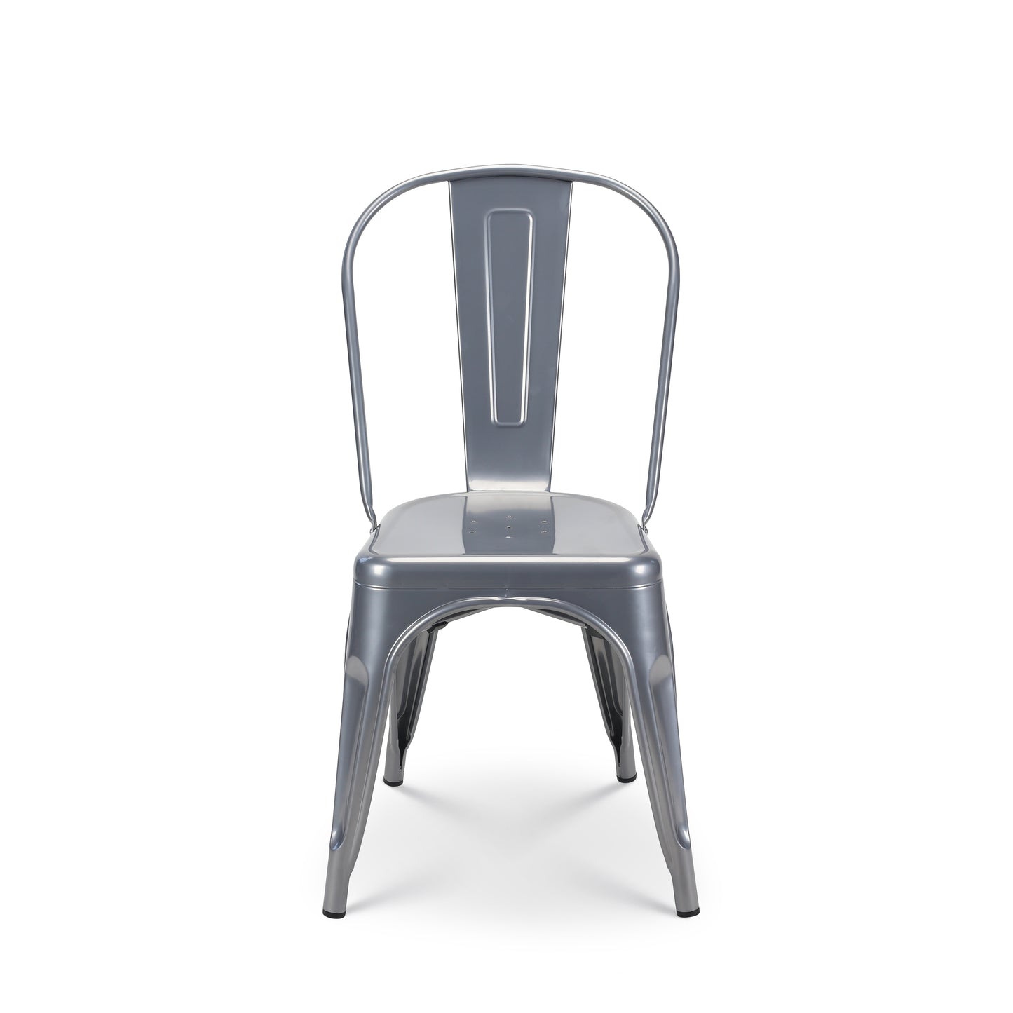 Lot de 4 chaises en métal gris argenté - Style industriel
