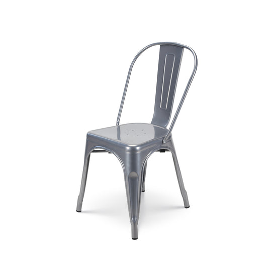 Chaise en métal gris style industriel - Finition brillant