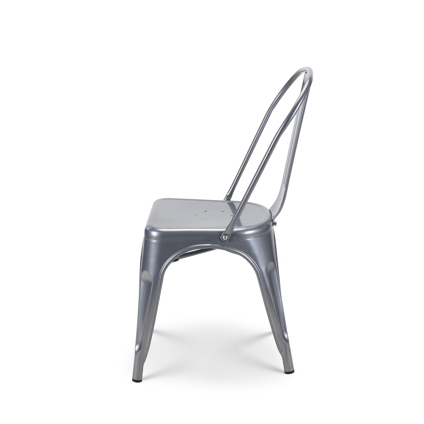 Chaise en métal gris style industriel - Finition brillant