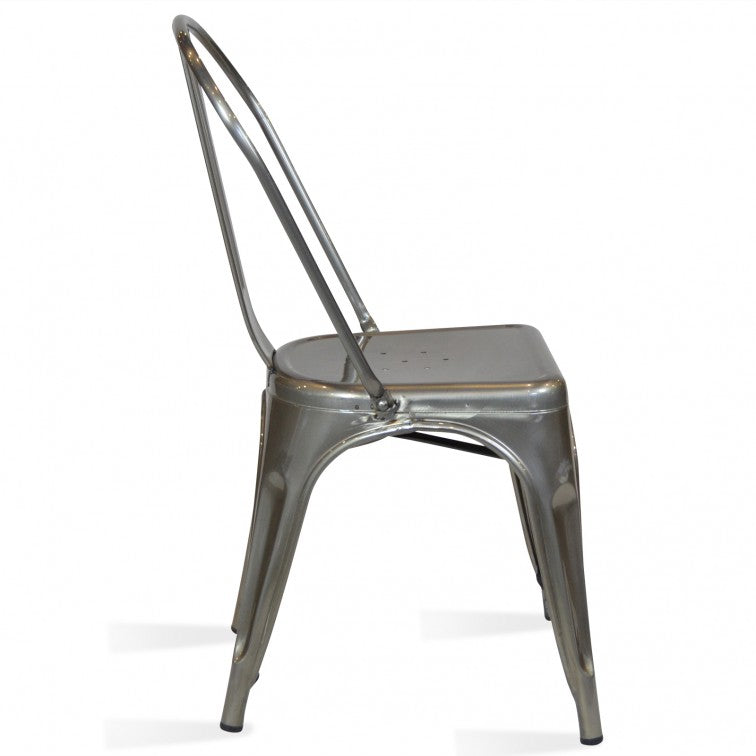 Chaise en métal brut style industriel - Aspect galvanisé