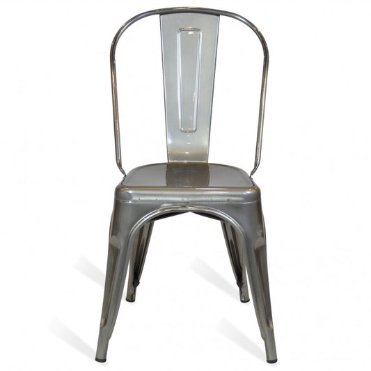 Chaise en métal brut style industriel - Aspect galvanisé