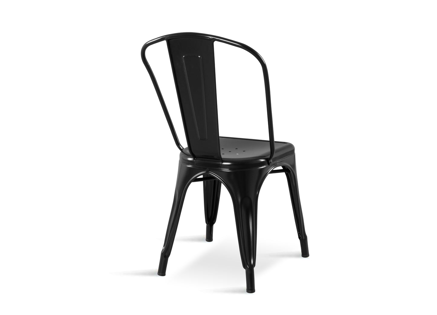 Lot de 4 chaises style industriel en métal noir brillant