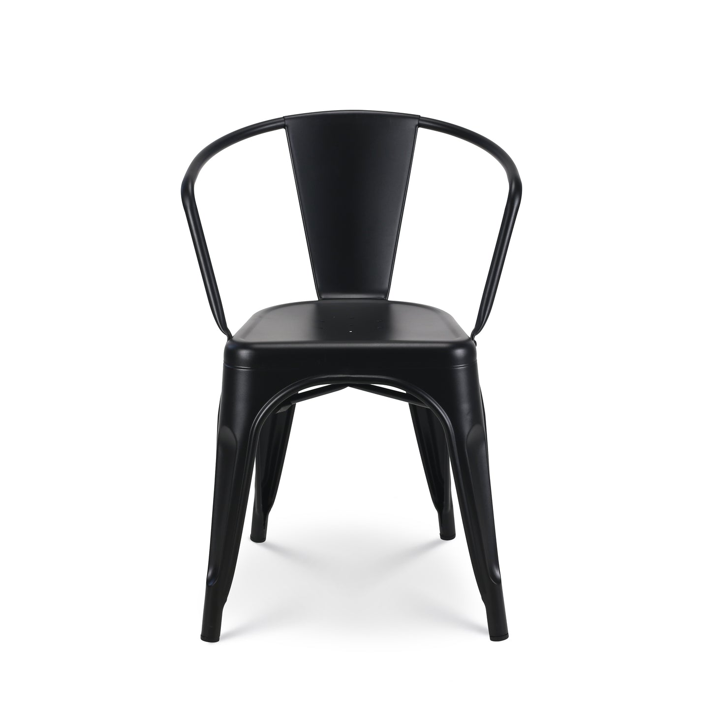 Lot de 4 chaises en métal noir mat style industriel  - Avec accoudoirs